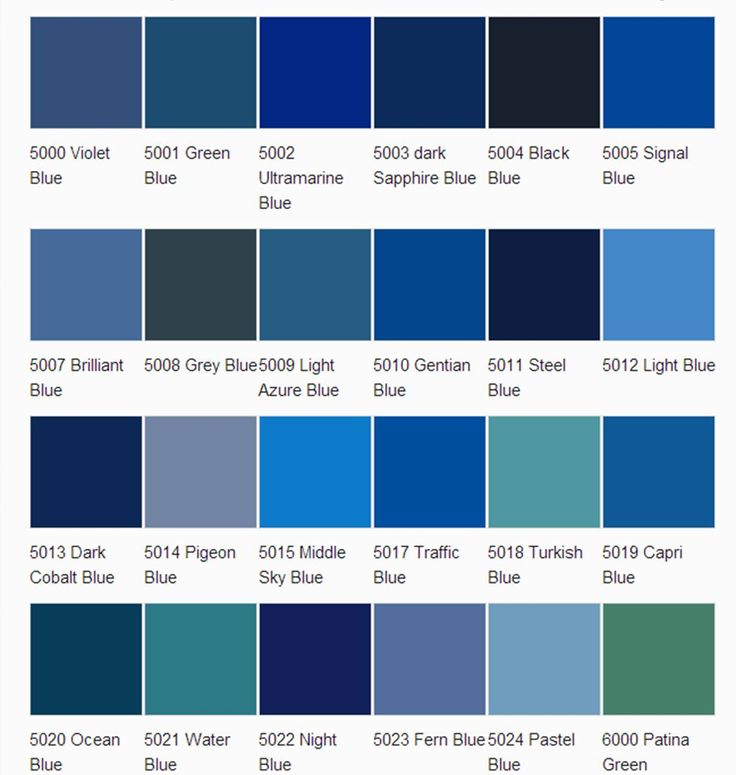 color chart for different shades of blue