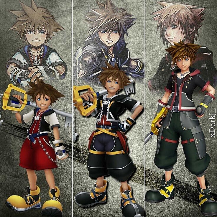 Evolution of Sora from Kingdom Hearts. Sora Pfp, Kingdom Hearts 1, Kingdom Hearts 2, Kingdom Hearts Funny, Sora And Kairi, Kingdom Hearts Wallpaper, Kh 3, Kingdom Hearts Characters, Disney Kingdom Hearts