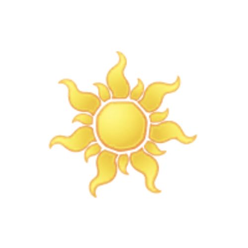 a yellow sun is shown on a white background