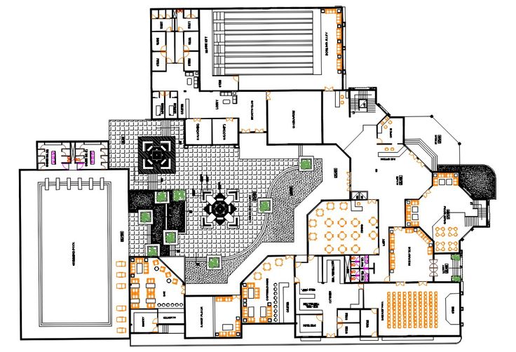 the floor plan for an apartment building with several rooms and two floors, including one bedroom