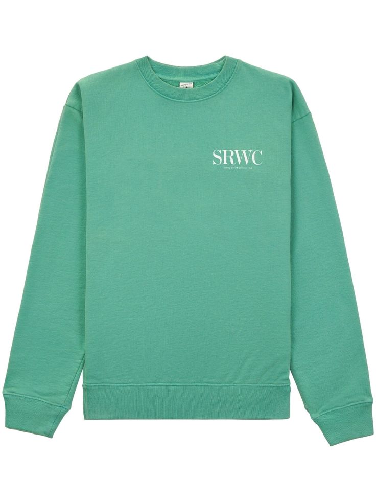 jade green cotton jersey knit logo print at the chest logo print to the rear crew neck long sleeves ribbed cuffs and hem When buying this unisex item, keep in mind that it is graded in standard men's sizing. Green Basic Sweatshirt For Streetwear, Green Crew Neck Top With Ribbed Cuffs, Green Relaxed Fit Cotton Sweatshirt, Green Cotton Tops With Logo Detail, Basic Green Long Sleeve Sweater, Green Cotton Sweatshirt With Logo Print, Basic Green Sweatshirt With Ribbed Cuffs, Casual Green Sweats With Ribbed Cuffs, Green Basic Sweatshirt With Ribbed Cuffs