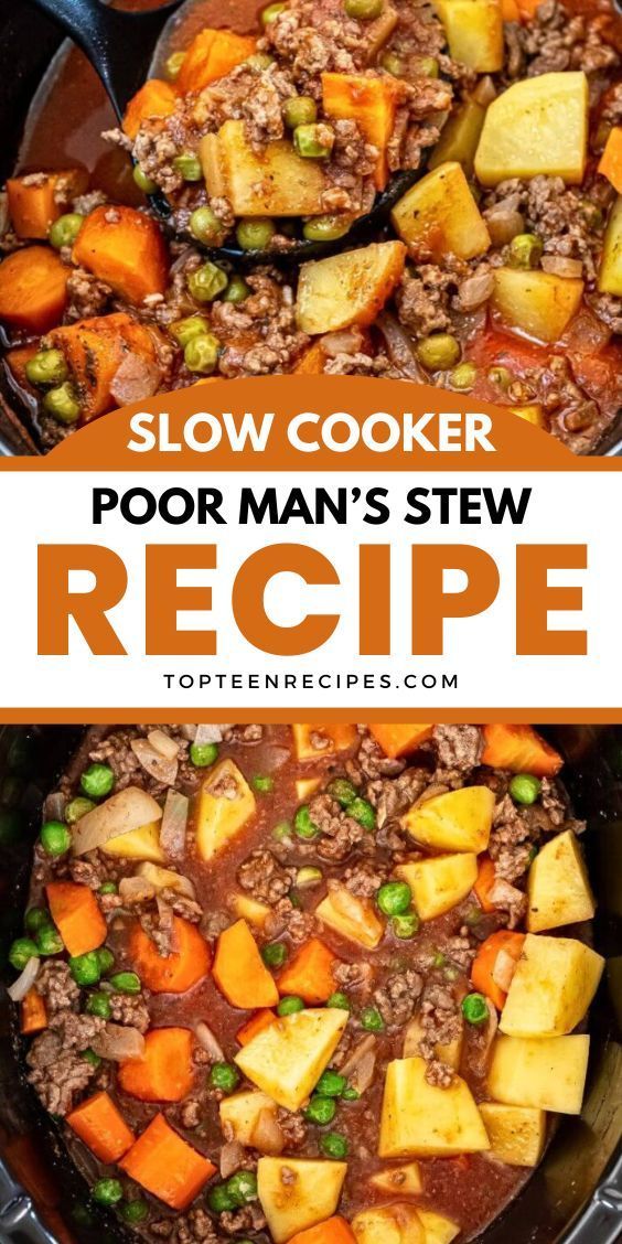 slow cooker pot - man's stew recipe with text overlay