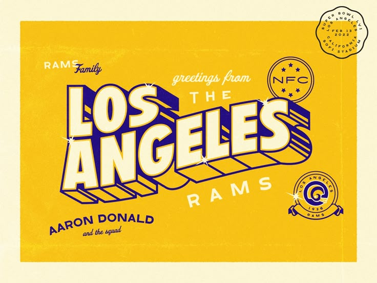 the los angeles rams logo on a yellow background