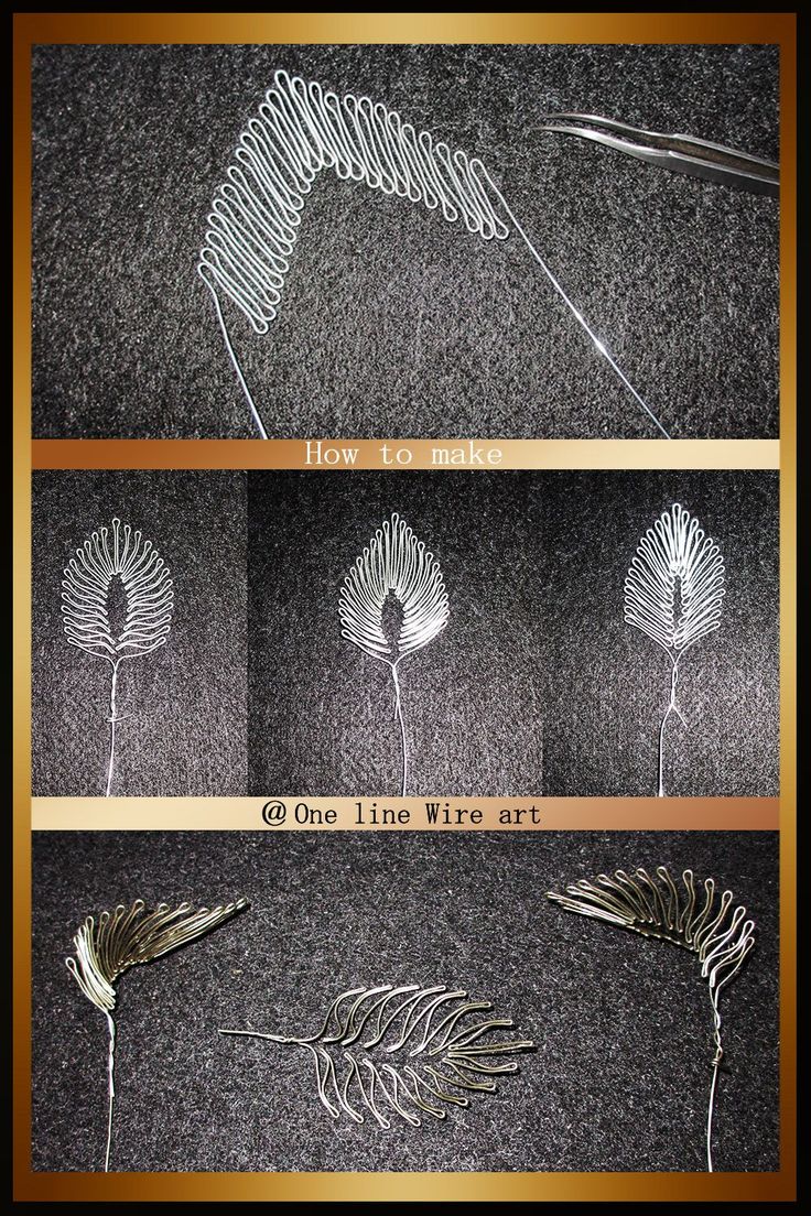 four different pictures showing how to make wire flowers