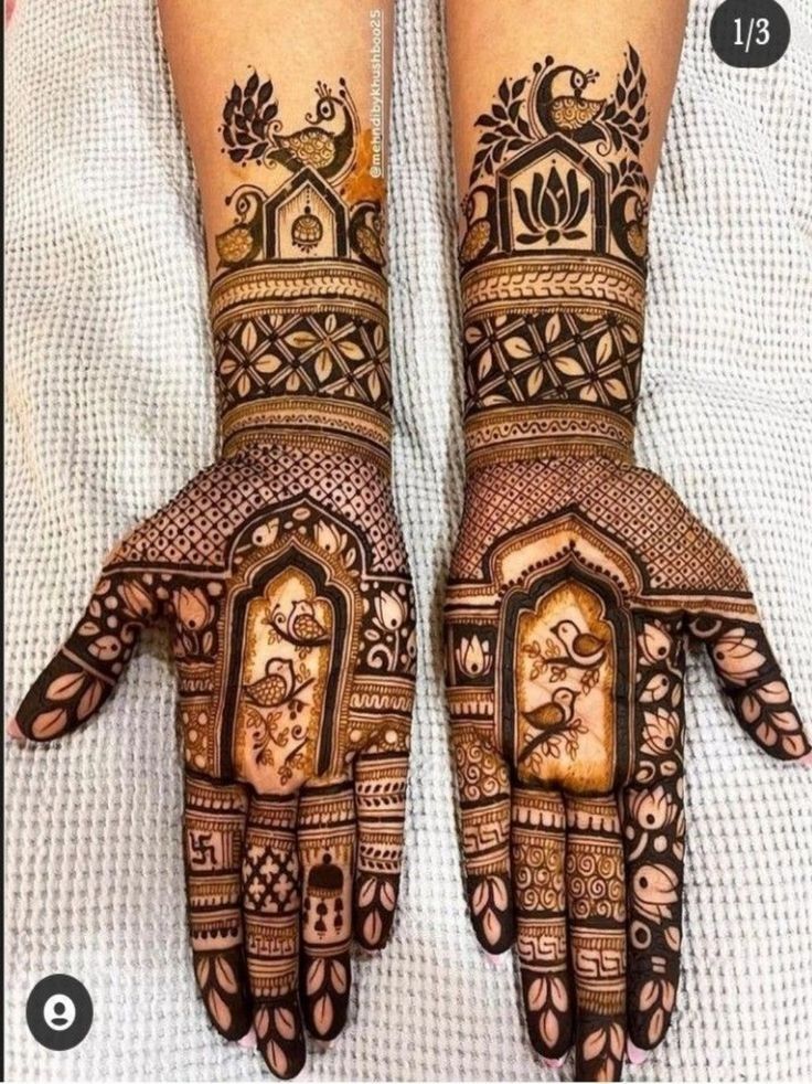 two hands with henna tattoos on them, one is showing the design and the other has