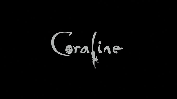 the word coraline written in white on a black background