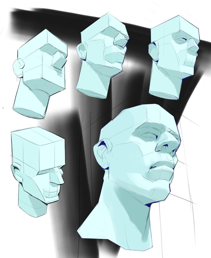 an image of a man's head with different angles and shapes on his face