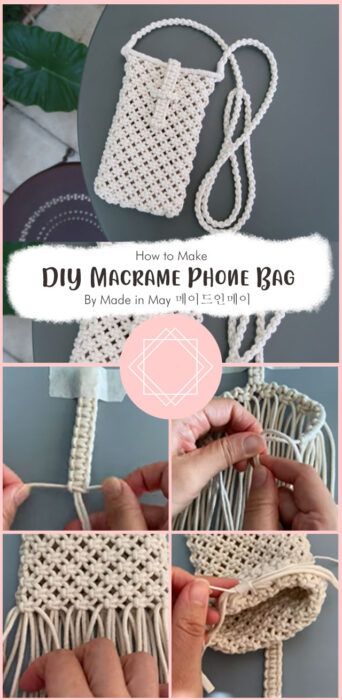 instructions to make macrame phone bag