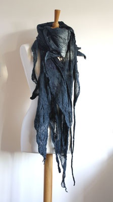 Dark Mori Fashion, Strega Fashion, Mori Fashion, Nuno Felt Scarf, Art Scarves, Witchy Fashion, Felted Scarves, Nuno Felting, Dark Fashion