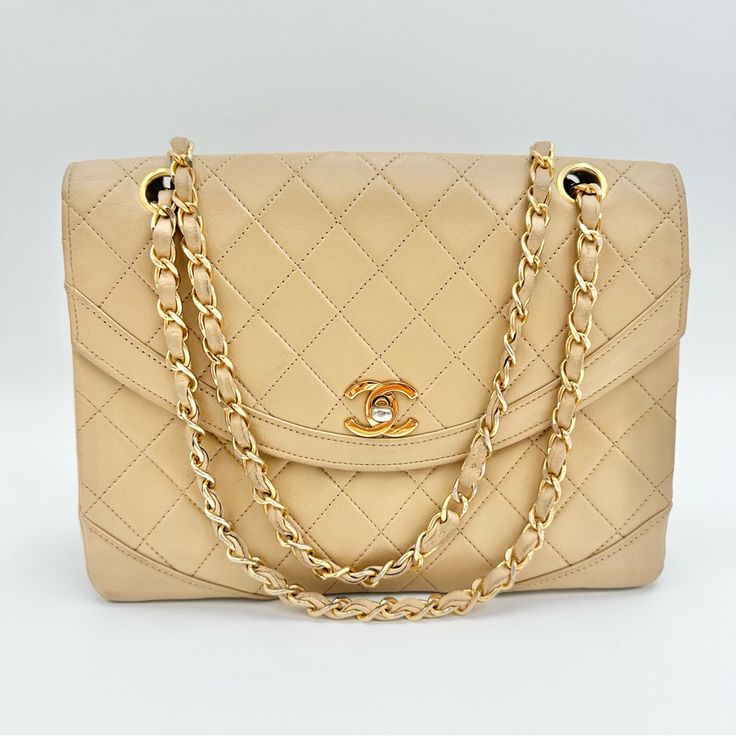 Excellent Used Condition. Chic Double Flap Bag With Cc Turnlock Closure, Timeless Double Flap Bag, Classic Beige Shoulder Bag With Double Flap, Classic Beige Double Flap Shoulder Bag, High-end Bags With Cc Turnlock Closure And Double Flap, Classic Beige Double Flap Bags, Elegant Double Flap Shoulder Bag For Shopping, Elegant Beige Flap Bag With Cc Turnlock Closure, Classic Gold Bag With Cc Turnlock Closure