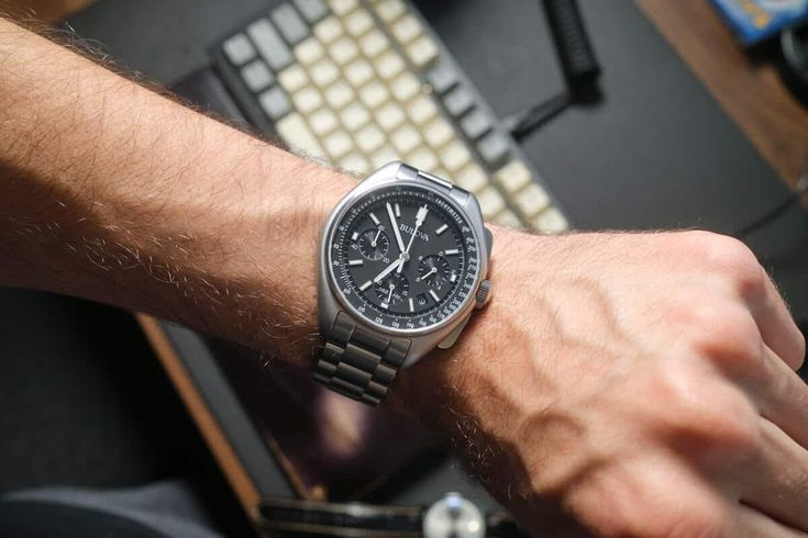 Bulova Lunar Pilot Chronograph on Wrist Bulova Lunar Pilot, Tudor Black Bay, Watch List, Breitling Watch, Chronograph Watch, Chronograph, Quick Saves, Black