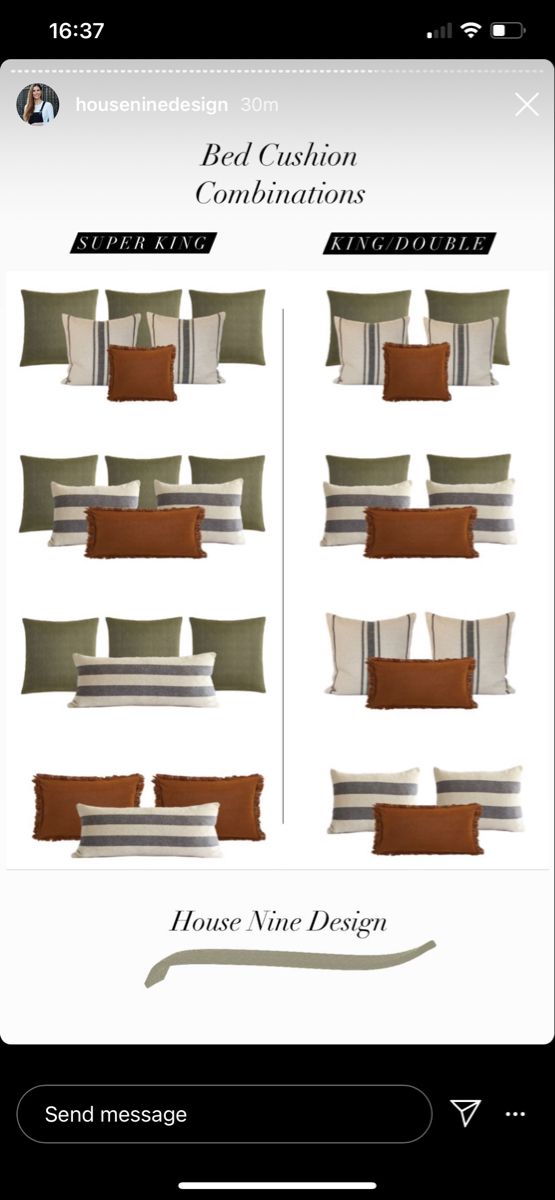 the bed cushion combinations are shown here