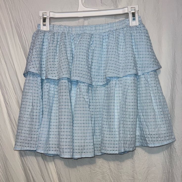 Nwt Light Blue Flowy Mini Skirt Size Small 13” Waist 16.5” Length Light Blue Lined Tiered Skirt, Blue Ruffled Mini Skirt, Blue Ruffled Cotton Skirt, Light Blue Ruffled Mini Skirt, Blue Tiered Skirt For Day Out, Light Blue Casual Ruffled Skirt, Casual Light Blue Ruffled Skirt, Spring Light Blue Tiered Skirt, Casual Light Blue Ruffled Mini Skirt