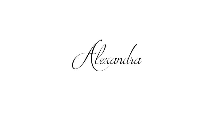 the word alexandria written in cursive writing on a white background with black ink