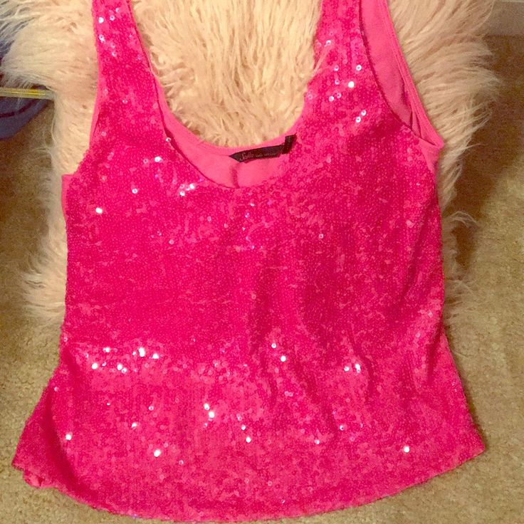 Brand New, Hot Pink, Sequin Tank From Sofia By Sofia Vergara. Sequin Front, Soft, Stretchy, Polyester/Rayon Back. Size Medium. Pink Tank Top For Party, Fitted Pink Tank Top For Party, Stretch Tank Blouse For Party, Pink Top For Festive Party Season, Pink Festive Top For Party Season, Festive Pink Top For Party Season, Pink Fitted Top For Festive Occasions, Pink Fitted Tops For Festive Occasions, Pink Fitted Tops For Party Season