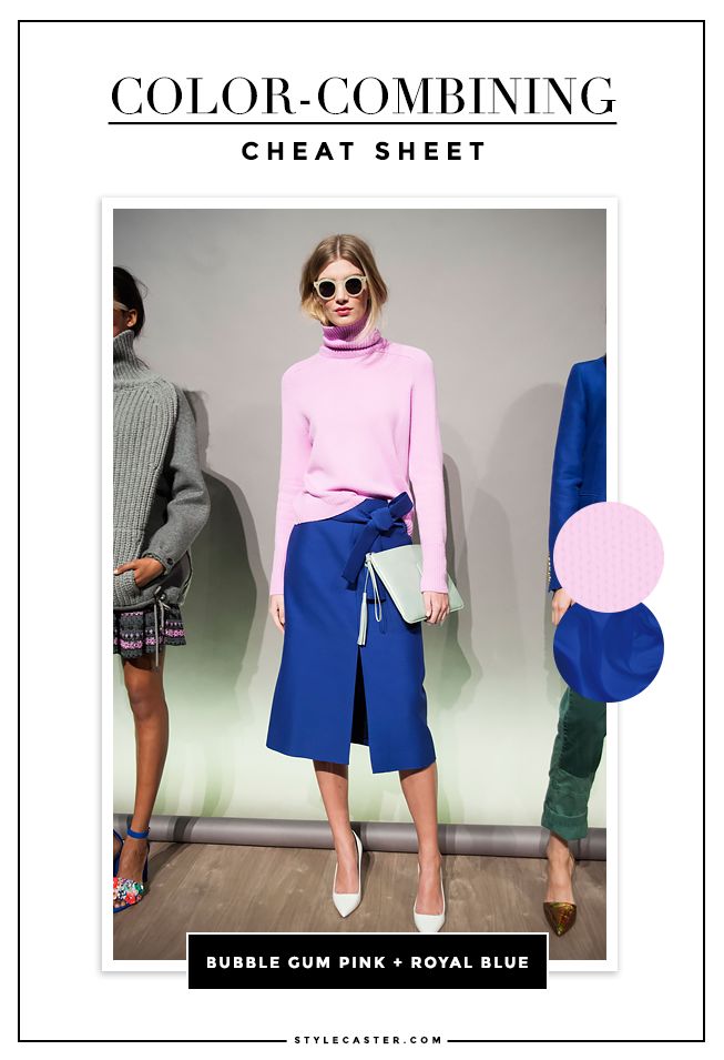 Our New Favorite Color Combination: Pastel Pink Red and Royal Blue | StyleCaster Blue Skirt Outfits, J Crew Fall, Jcrew Fall, Royal Blue Outfits, Royal Blue Skirts, Color Knowledge, Blue Color Combinations, Colour Combinations Fashion, Blue Outfits