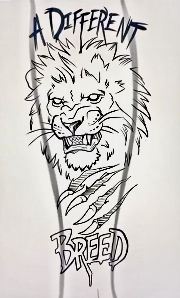 a drawing of a lion with the words, a different breed on it's chest