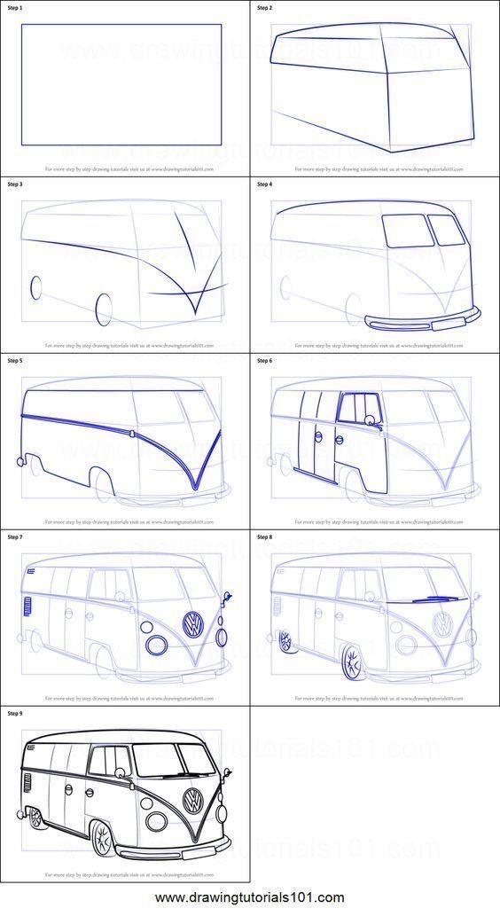 how to draw a bus from different angles