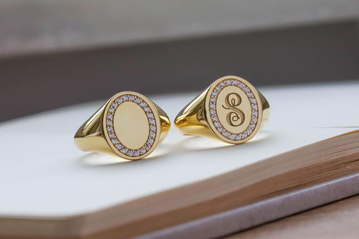 Solid gold pave signet ring ♡  materials: 9k gold   14k gold 14k rose gold 14k white gold ring face: 11 x 13 mm  size: we offer sizes from 3 to 13 1/2 for bigger size requests, please send a message ♡ important note about the ring size:   ♡ to be able to make a ring which fits perfectly we kindly ask you to double check your finger size as shown in the picture in our gallery before placing your order shipping: ♡ all our listings include free expedited shipping delivers in 2-4 business days care tips : we want you to wear your jewelry for a long long time happily so, to maintain the quality of your new jewelry, please: ♡ do not wear it to the pool, spa, or the beach  ♡ remove when sleeping, exercising, or doing other physically strenuous activities ♡ avoid contact with perfumes, body oils, Luxury Yellow Signet Ring For Gift, Luxury 14k Stamped Rose Gold Signet Ring, Luxury Rose Gold Rings Stamped 14k, Timeless Signet Ring With Pave Setting For Anniversary, Oval 14k Gold Signet Ring With Pave Setting, 14k Yellow Gold Pave Setting Signet Ring, 14k Yellow Gold Signet Ring With Pave Setting, Formal Rose Gold Diamond Signet Ring, Classic Signet Ring With Pave Setting For Promise