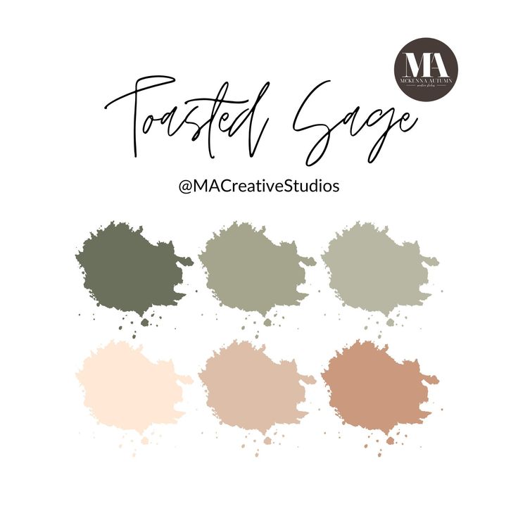 four different shades of pastel sage on a white background with the words, fotful sage