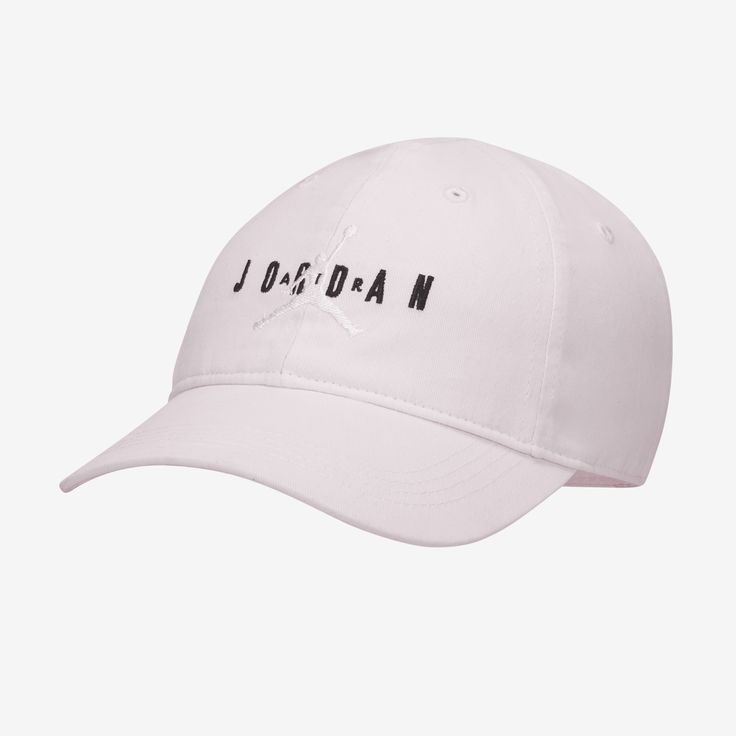 Accessorize the Jumpman way with this cap, made of brushed cotton twill in the classic 6-panel design. The adjustable strapback closure provides a fit that's just right and the built-in sweatband and curved brim help keep your head cool and comfy so you can focus on enjoying sunny days. Casual Pink Dad Hat For Streetwear, Sporty Pink Cap, Pink Breathable Sports Hat, Sporty Pink Baseball Cap With Curved Visor, Adjustable Fit Baseball Cap With Curved Visor For Streetwear, Adjustable Sports Dad Hat With Embroidered Logo, Pink Sporty Cap, Pink Sporty Baseball Cap With Curved Visor, Adjustable Baseball Cap With Curved Visor For Streetwear