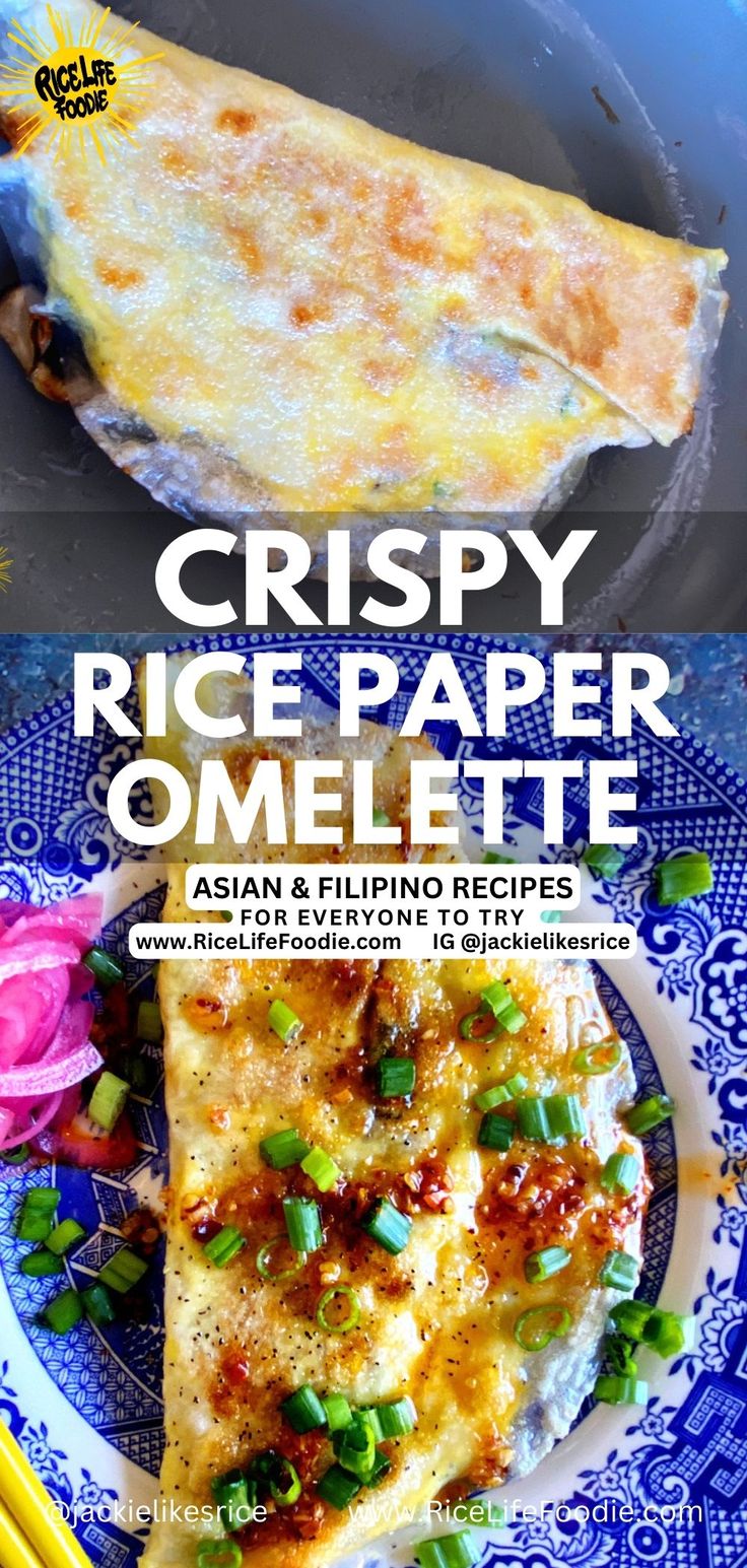 rice-paper-omelette-served-with-pickled-onion-and-chili-oil Healthy Rice Paper Recipes, Rice Paper Dinner, Breakfast Rice Paper Wraps, Rice Paper Burrito, Rice Paper Breakfast Recipes, Rice Paper Recipes Breakfast, Recipes Using Rice Paper, Rice Paper Egg Rolls, Rice Paper Breakfast