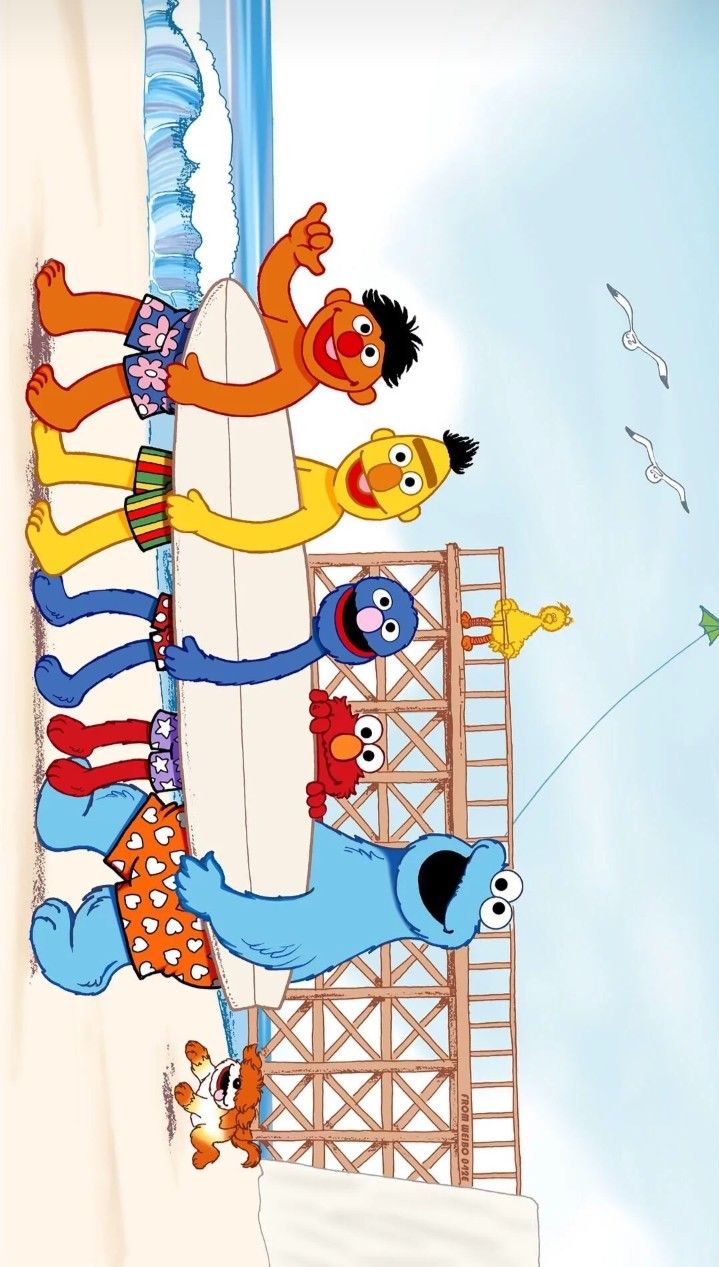 the sesame street gang is flying their kites