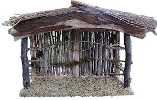 a small hut made out of sticks and hay with grass growing on the roof, in front of a white background