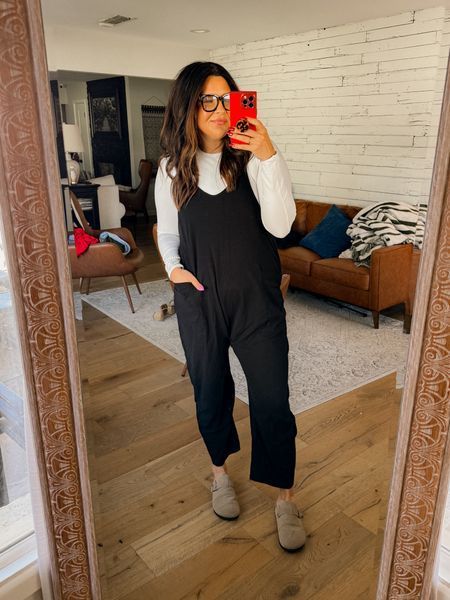 Casual Sunday outfitt Jumpsuit (use code: BWC20) XL white Longsleeve: XL casual outfits, mom style, mom outfits, mom fashion, comfy outfits, womens finds Jumpsuits For Women Winter Outfit Ideas, Style Casual Jumpsuit, Winter Outfits With Jumpsuit, Cloth Jumpsuit Outfit, First Time Mom Outfits, Mom Casual Outfits Spring, Sahm Mom Outfits, Cute Fall Mom Outfits, Comfy Mom Outfits Spring