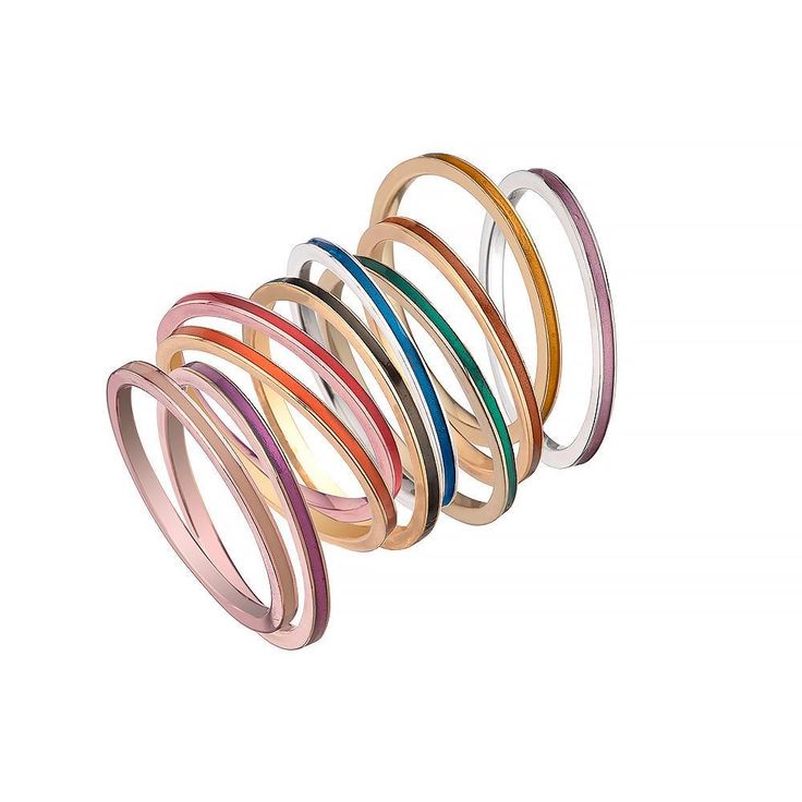 We are obsessed with these 14k stackable enamel rings! Wear one, three or all ten depending on your mood! The gold color/enamel combinations were carefully selected by Jennifer and are meant to be mixed and matched! #jenniferzeuner #sterlingsilver #goldvermeil #rosevermeil #jewelry #finejewelry #14kgold #gold #sterlingsilver #necklaces #bracelets #earrings #exclusive #rosegold #yellowgold #personalizedjewelry #rings #monogram #monogrammed #engraved #engravedjewelry #engravedring #stackablerings Slim Ring, Yellow Jewelry, Bangles Jewelry Designs, Dope Jewelry, Engraved Bracelet, Pink Enamel, Enamel Ring, Enamel Earrings, Enamel Jewelry