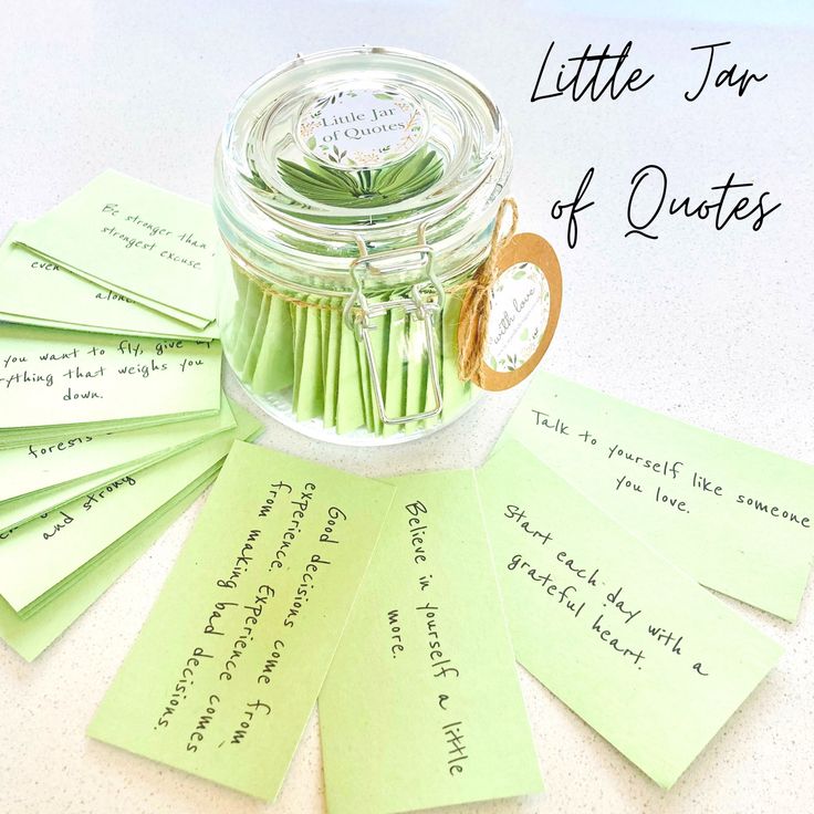 a jar filled with lots of little notes