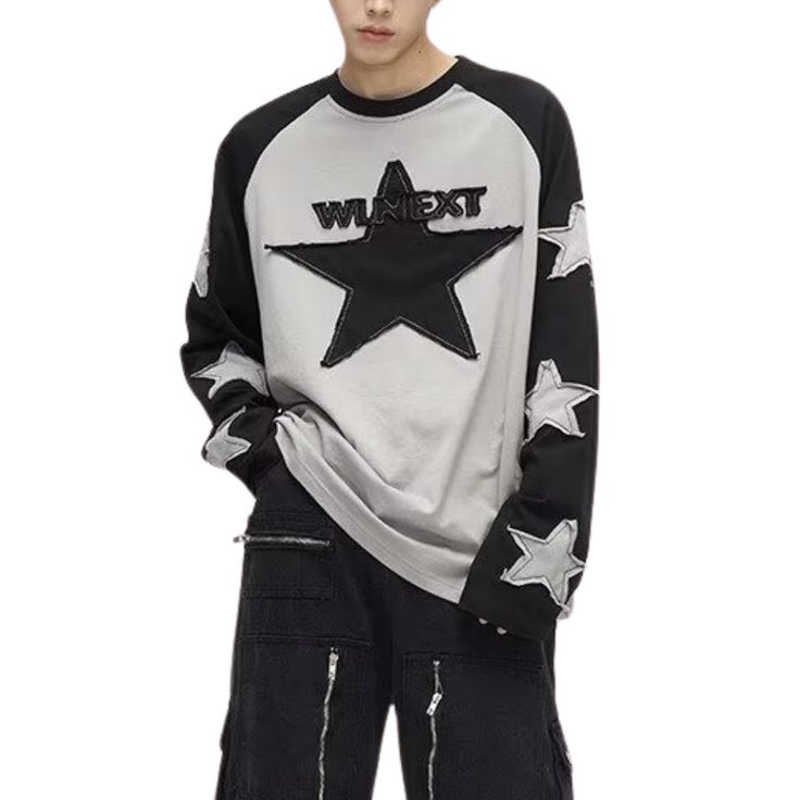 Elevate your style with our Urban Patch Stars Sweatshirt. Crafted with the finest materials, this sweatshirt features a unique patch design that exudes sophistication and luxury. Stay warm and fashionable in this exclusive piece, perfect for any occasion. Features: -100% Cotton -Crew Neckline -Stars -Regular Fit -Urban Style Free Socks, Winter Layering, Free Bracelet, Fashion App, Patch Design, Urban Style, Spring Outfits Casual, Elevate Your Style, Grey Sweatshirt