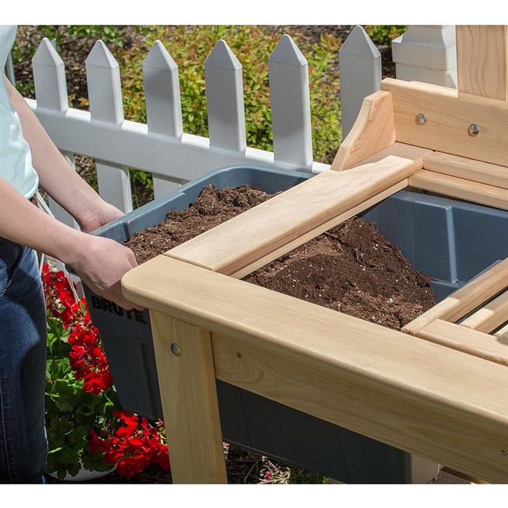 https://www.lehmans.com/p-2090-cypress-potting-table.aspx Planting Station Potting Tables, Outdoor Potting Table, Planting Bench, Potting Area, Garden Work Bench, Potting Bench Ideas, Potting Plants, Potting Bench Plans, Outdoor Potting Bench