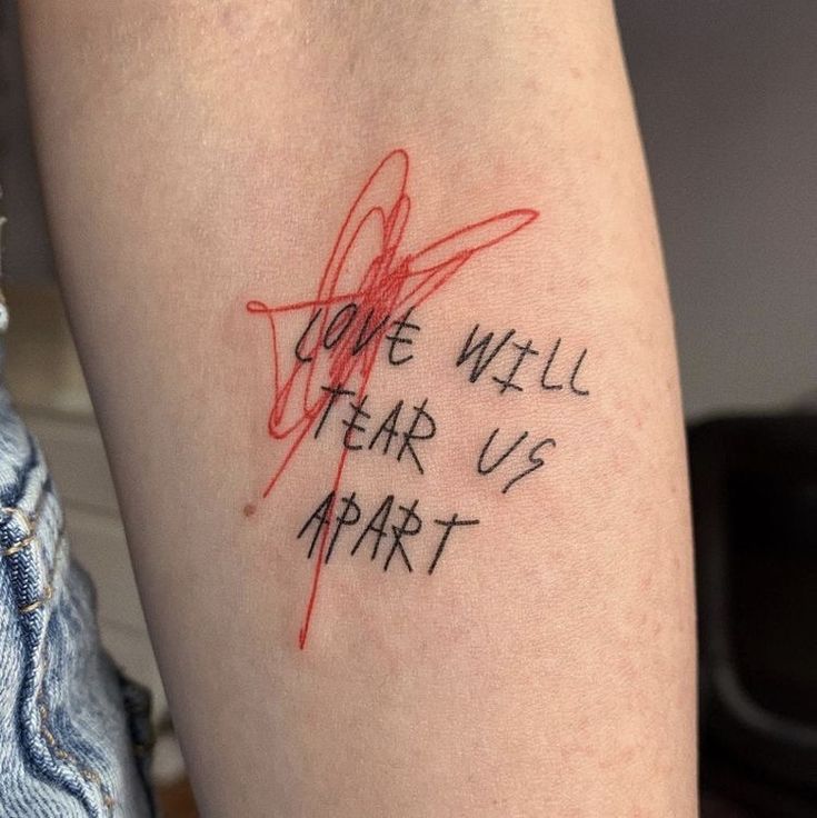 a tattoo with writing on it that says you're well hear us appart