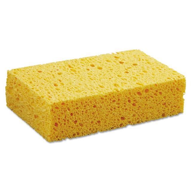 a yellow sponge on a white background