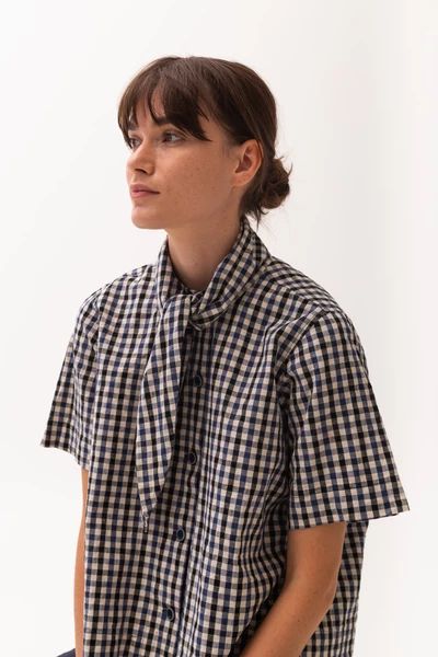 Japanese Blouse, Caron Callahan, Core Wardrobe, What Women Want, Gingham Fabric, Gingham Shirt, Shirt Detail, Designer Drapes, Female Portraits