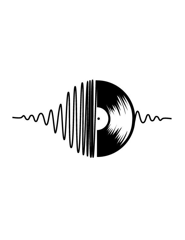 an old vinyl record with sound waves coming out of the top and bottom side, on a white background