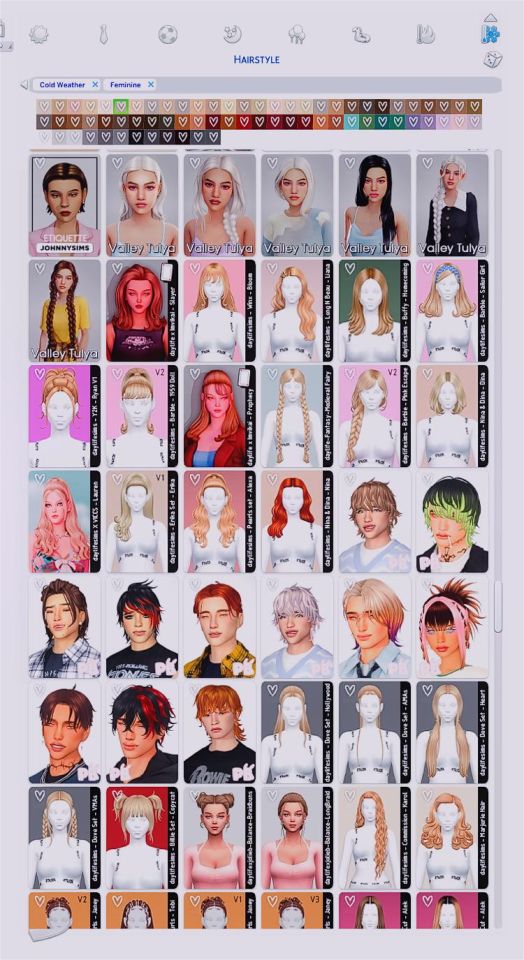 an image of many different hairs styles on a cell phone screen, with the same hair color