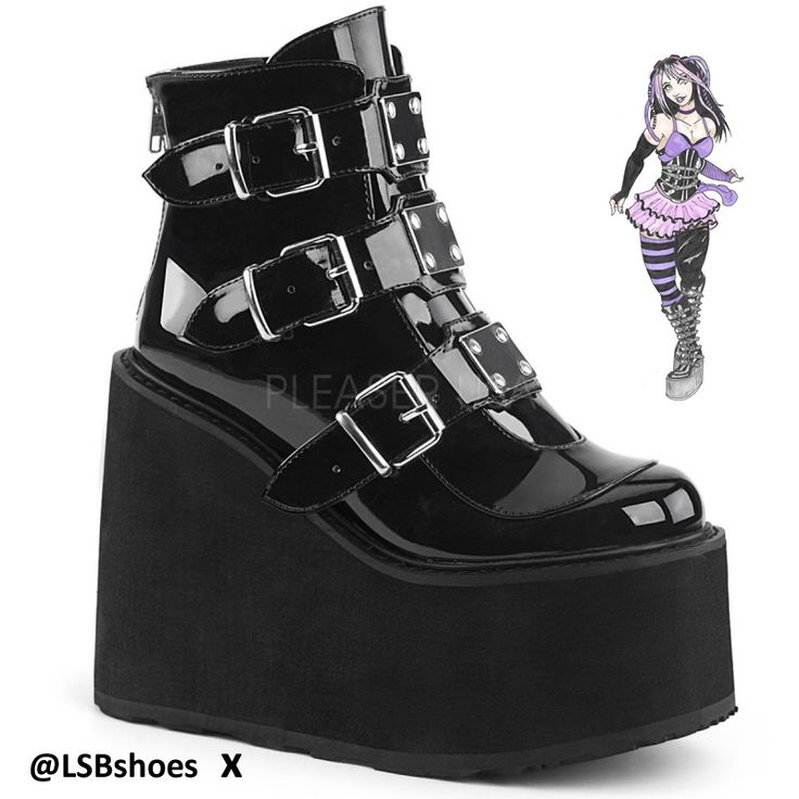 #Industrialgoth #deathstar #Rockstar #Superstar hades gorgeous footwear @LSBshoes xx #cybergoth #goth #hades Demonia Platforms, Goth Shoes, Goth Boots, Demonia Shoes, Style Converse, Gothic Shoes, Patent Boots, Metal Plates, Vegan Boots