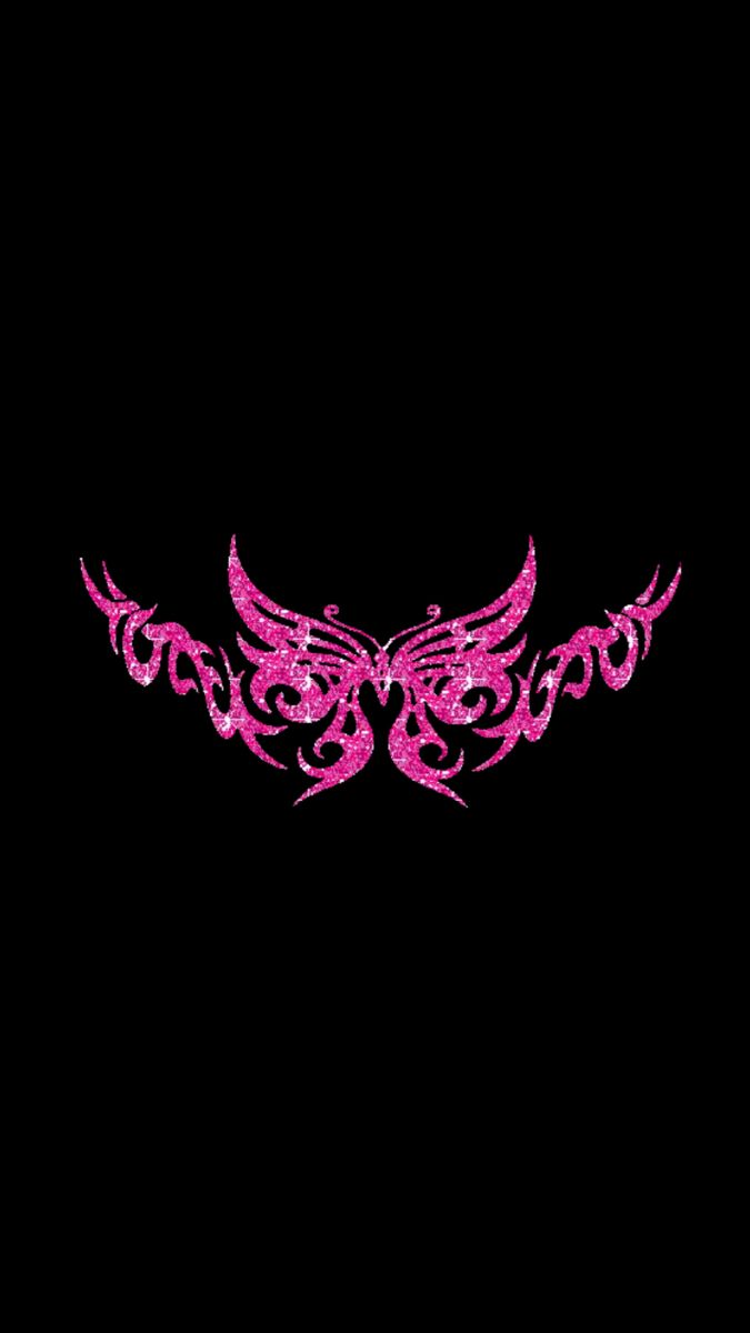 a pink tattoo design on a black background