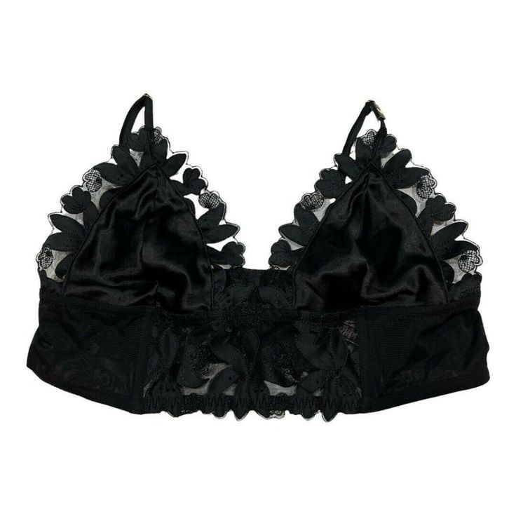 New Bralette. Wireless. Adjustable Straps. Unlined. Combination Of Silky Material And Lace. Hook And Eye Back Closure. Victoria's Secret Black Party Bra, Victoria's Secret Black Evening Bra, Coquette Lace Trim Bra For Parties, Coquette Lace Bra For Night Out, Fitted Lace Trim Bra For Night Out, Black Lace Party Bra, Black Lace Bra For Night Out, Black Low-cut Bra With Lace Closure, Evening Black Bra With Lace Trim