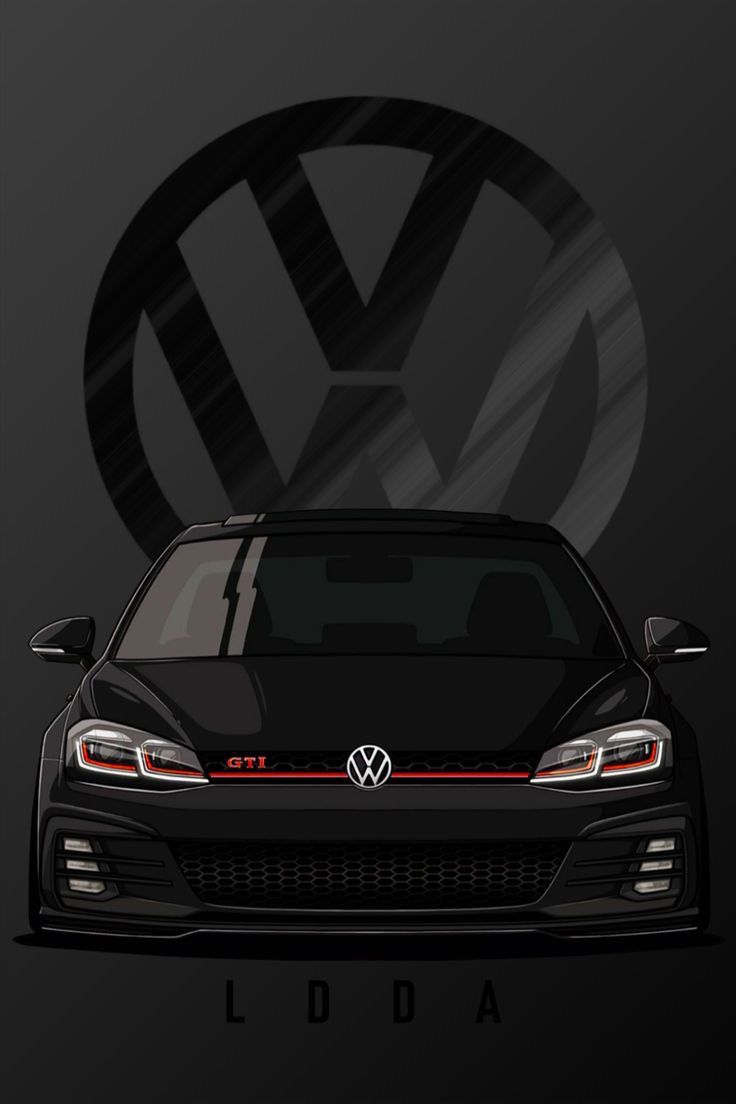 the front end of a black volkswagen car