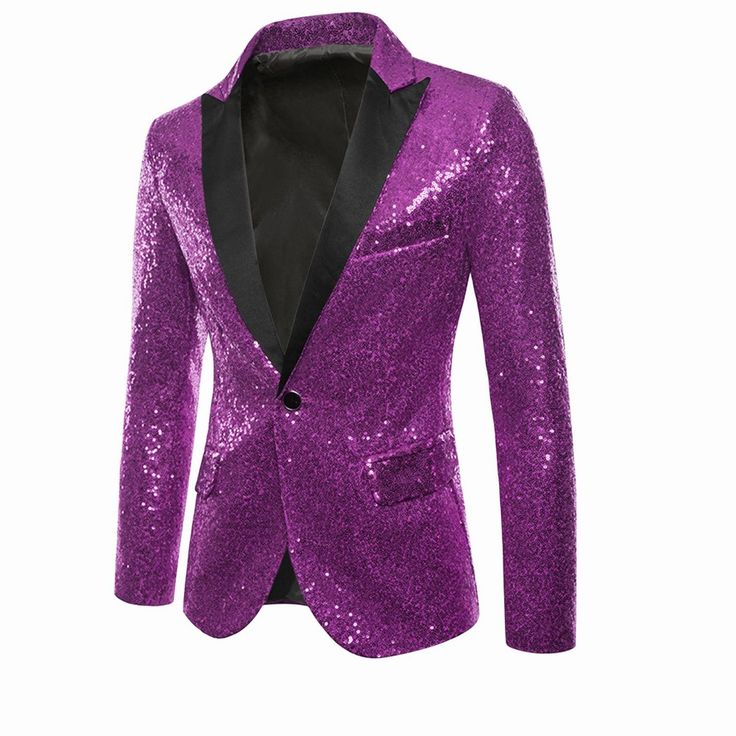 Concise tailoring, unique shiny glitter sequin design and one button closure, generous design, showing the elegant charm of yourself. Wonderful party style great for being matched with dress shirts and suit pants for a performing look. Suitable for multiple occasions such as nightclubs, performance costumes, birthday parties, hip-hop, music festivals, Christmas, Halloween, etc. Glamorous Fitted Blazer With Contrast Sequin Details, Glamorous Fitted Blazer With Contrast Sequin, Fitted Sequin Blazer For Costume Party, Holiday Disco Sequin Fabric With Glitter, Glamorous Party Blazer With Contrast Sequin, Formal Sparkling Sequin Fabric, Formal Fitted Sparkling Sequin Fabric, Festive Sequined Party Blazer, Festive Sequin Party Blazer