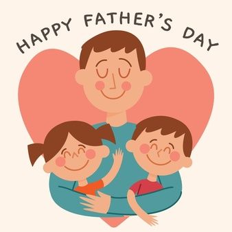 a happy father's day card with an image of a man holding two children