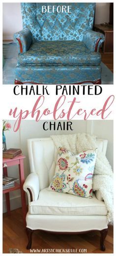 the before and after of an upholstered chair