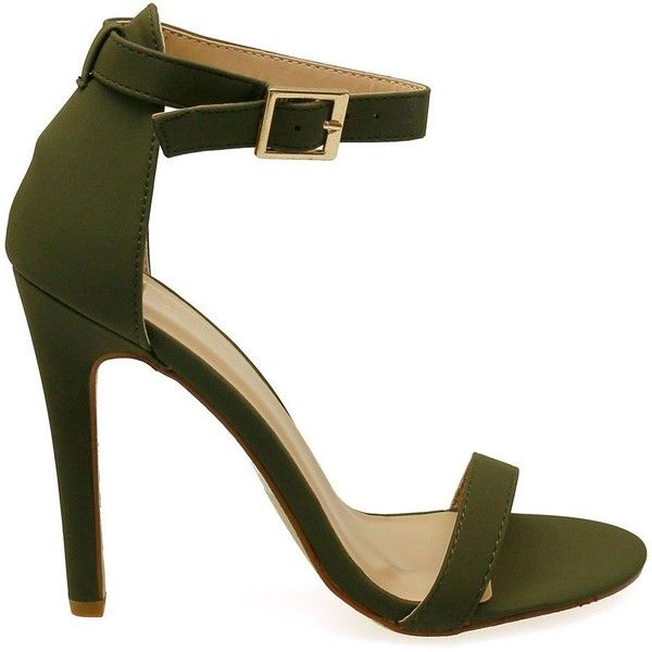 Charlie-1 Olive Open Toe Ankle Strap Single Sole Heels ($30) ❤ liked on Polyvore featuring shoes, pumps, heels, army green shoes, vegan footwear, ankle tie shoes, olive shoes and open toe pumps Olive Green Shoes, Olive Shoes, Green Pumps, Single Sole Heels, Wrap Shoes, Strappy Pumps, Strappy Shoes, Green Heels, Ankle Strap Shoes