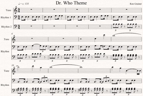 sheet music with the words dr who theme