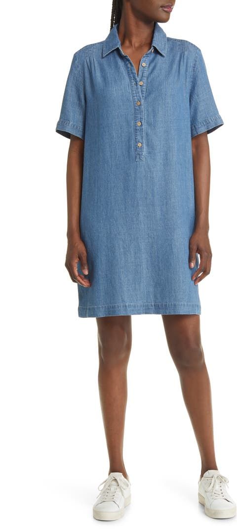 Faherty Hana Chambray Mini Shirtdress | Nordstrom Beach Tunic Dress, Silk Velvet Dress, Jillian Harris, Corduroy Overall Dress, Cotton Shift Dress, Organic Cotton Dress, Linen Mini Dress, Pleated Mini Dress, Belted Shirt Dress