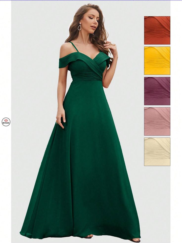 DENGSS Cold Shoulder Ruched Bustier Chiffon Bridesmaid Dress Chiffon Bridesmaid Dress, Junior Bridesmaid, Floor Length Dresses, Chiffon Bridesmaid, Junior Dresses, Flower Dresses, Bridesmaid Dress, Mother Of The Bride, Homecoming Dresses