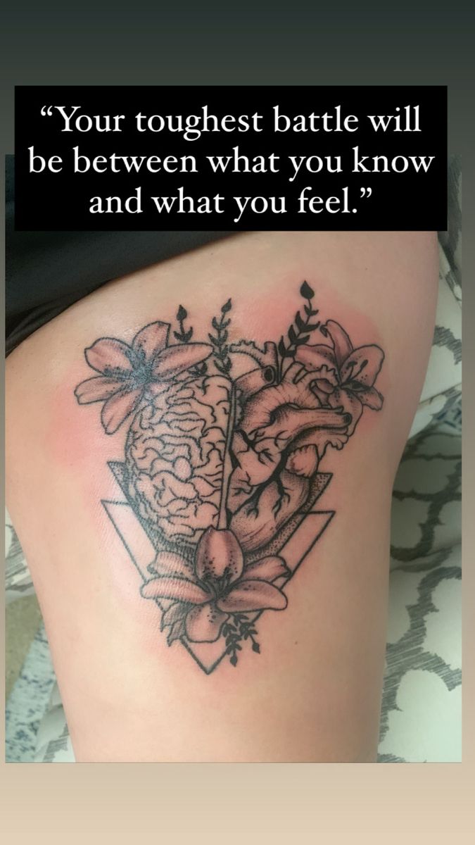 a tattoo saying, your toughest battle will be between what you know and what you feel